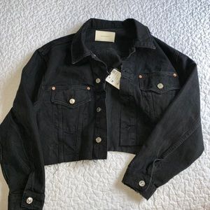 Zara black denim cropped jacket